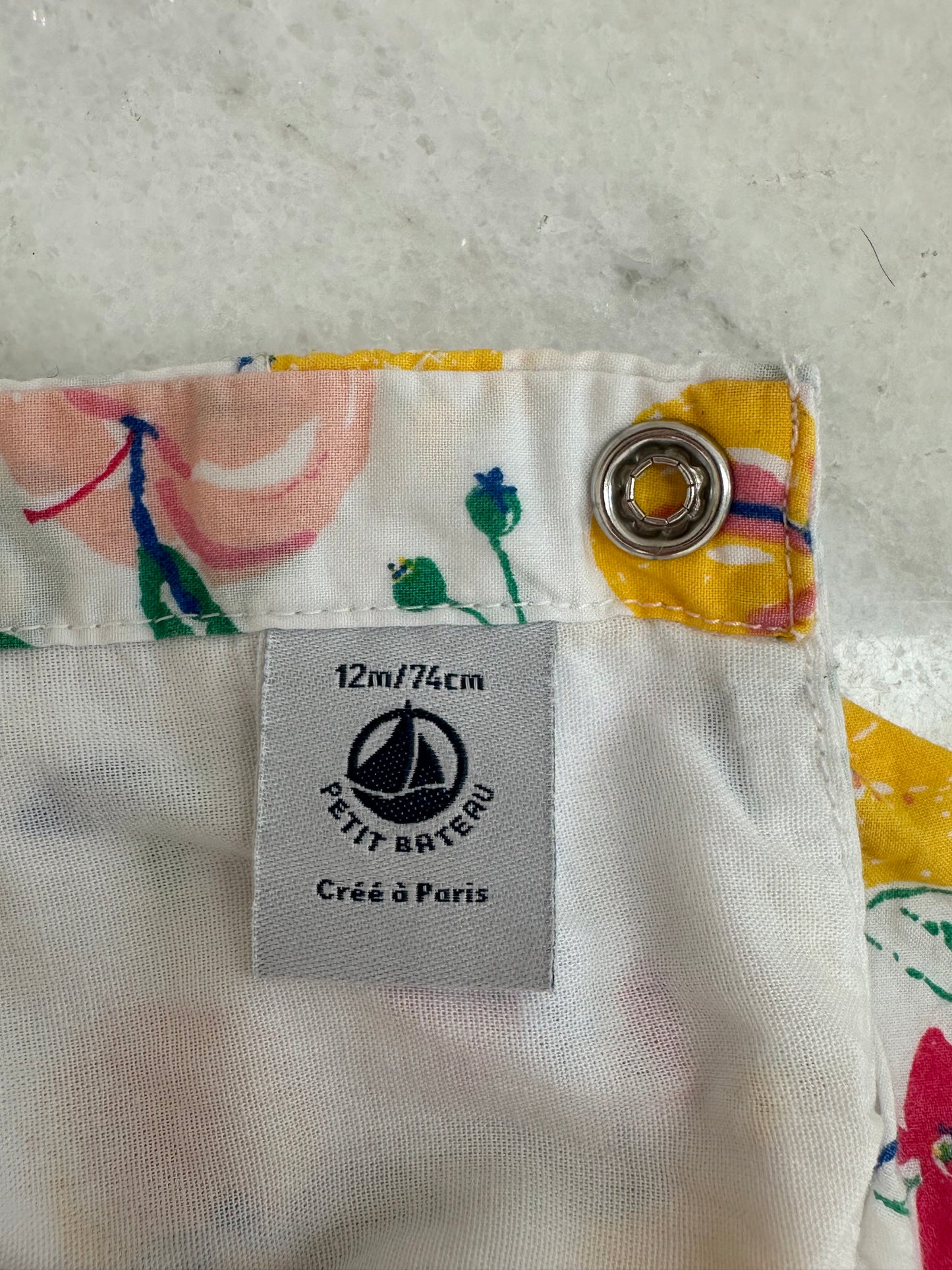 Dress white floral by Petit Bateau - Size 12 months