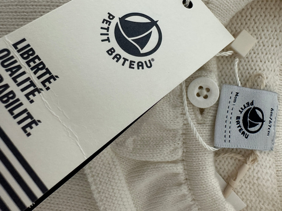Petit Bateau White Winter Jumpsuit - 6 months