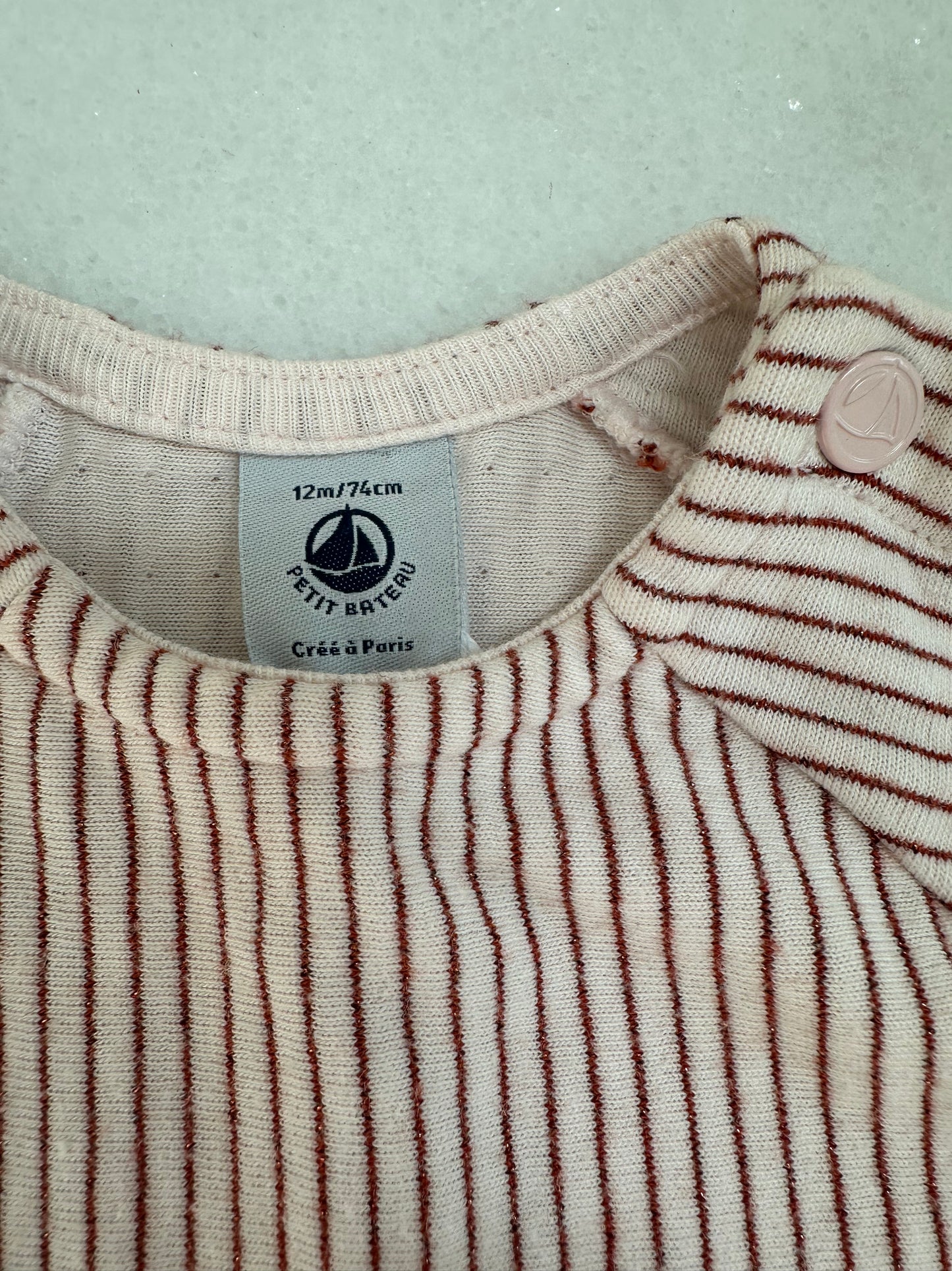 Dress striped red by Petit Bateau - Size 12 months