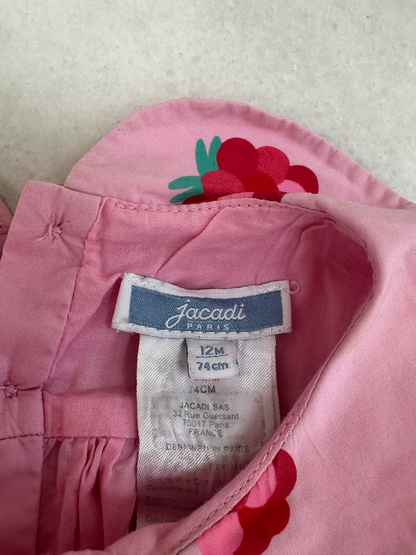 Dress pink fruit by Jacadi - Size 12 months