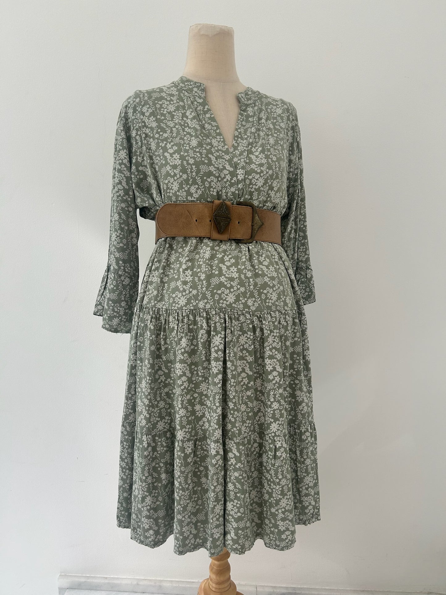 Green Floral Dress by MADE IN ITALY- Size M