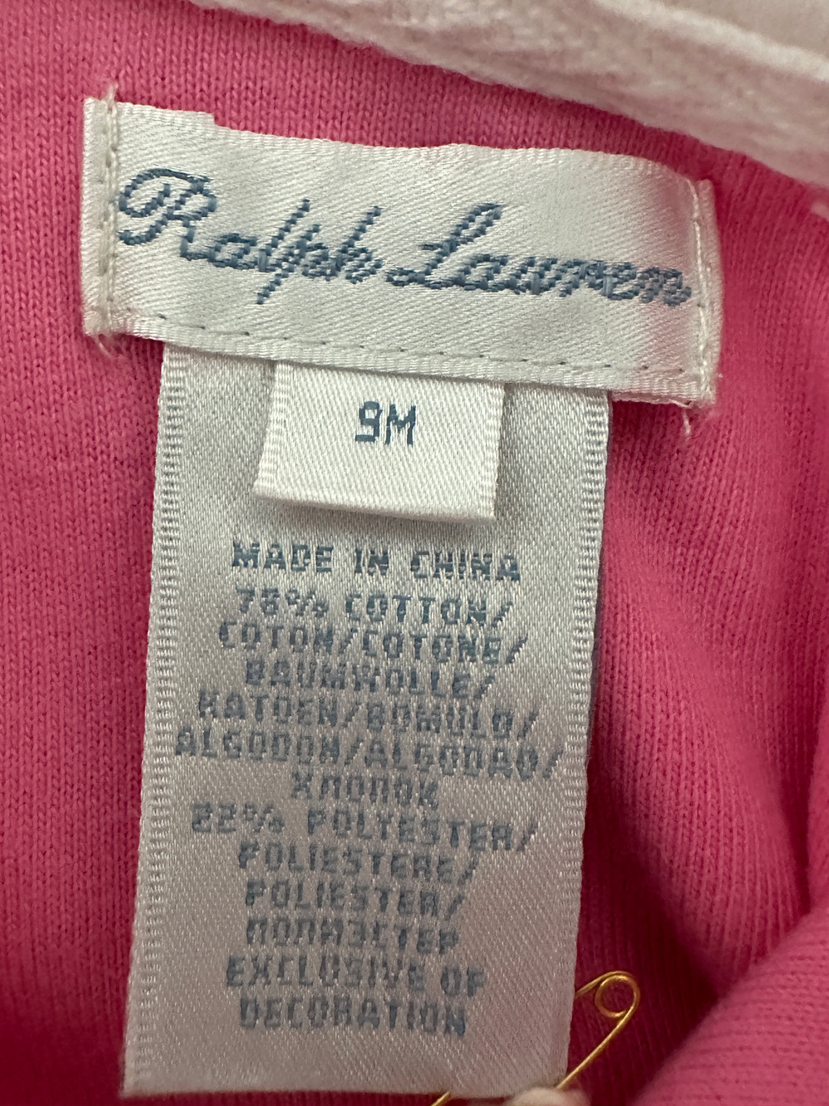 Ralph Lauren Pink Winter Pyjama - 9 months