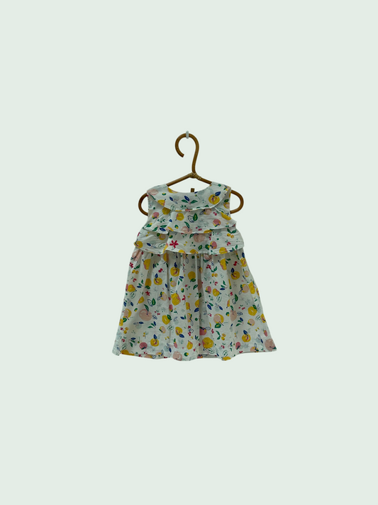 Dress white floral by Petit Bateau - Size 12 months